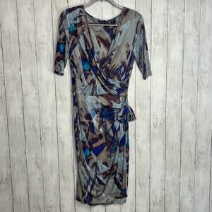 Autograph Marks & Spencer 3/4 Sleeve V-Neck Wrap Side Tie Midi Dress 10